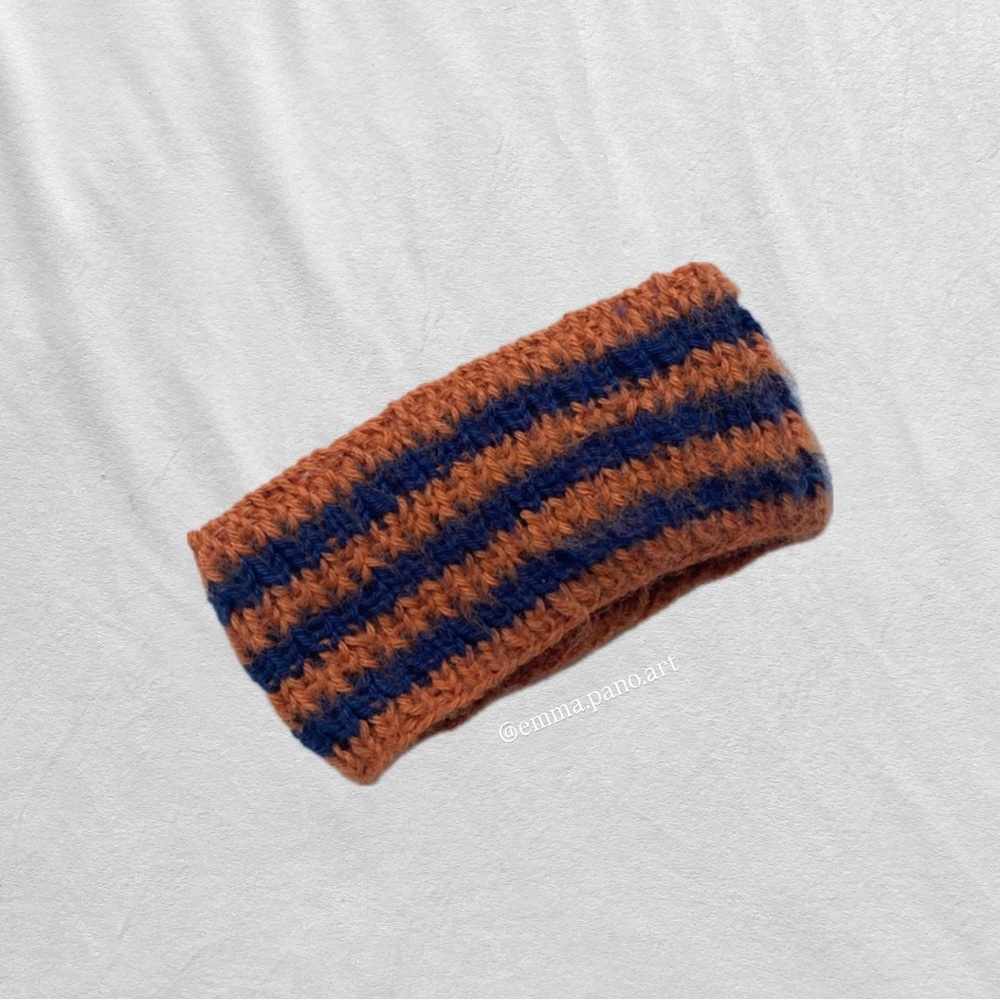 Striped Orange and Blue women’s Headband ear warmer
